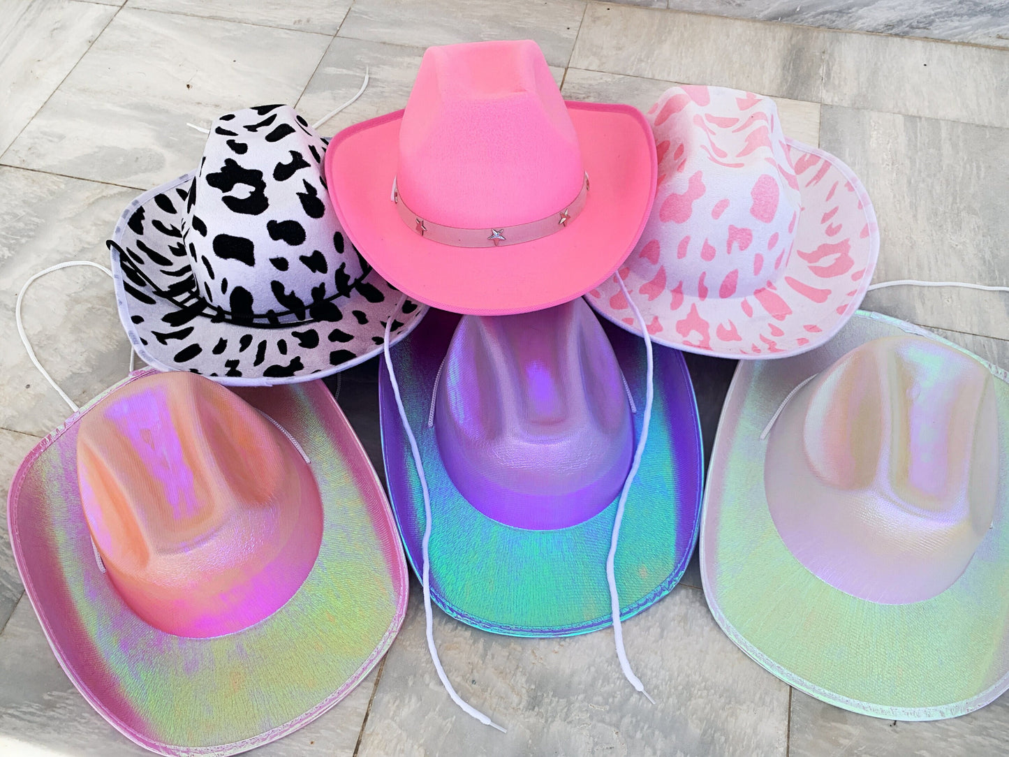 Holographic Cowboy Hat Bachelorette Party Favors | Purple Cowboy Hat | Pink Cowgirl Hat | White Bachelorette Party Outfit Ideas Gift