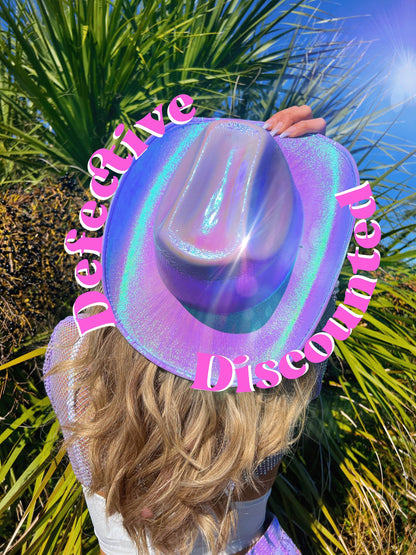 Discounted Slightly Defective Holographic Cowboy Hat Bachelorette Party favors | Purple Cowboy Hat | Cowgirl Hat | Bachelorette Party