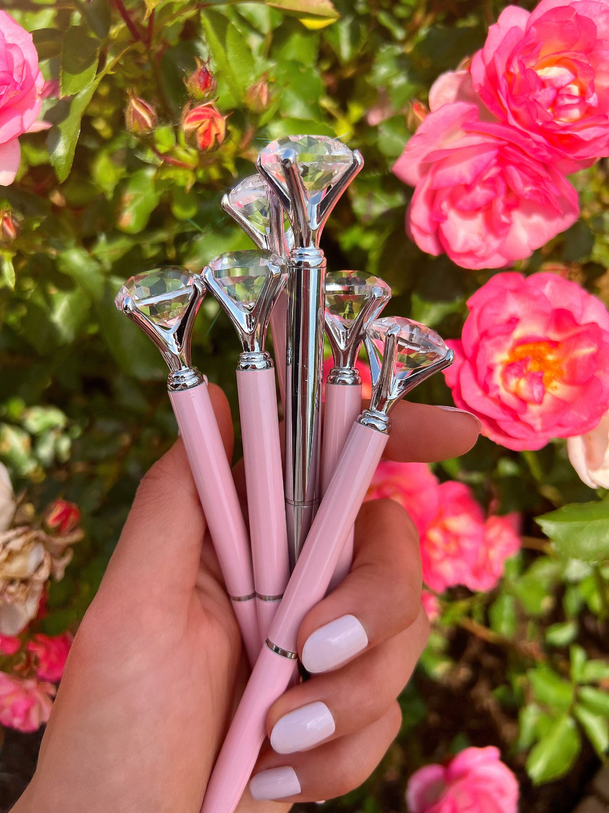 Bridesmaid gifts Silver Pink diamond Pen